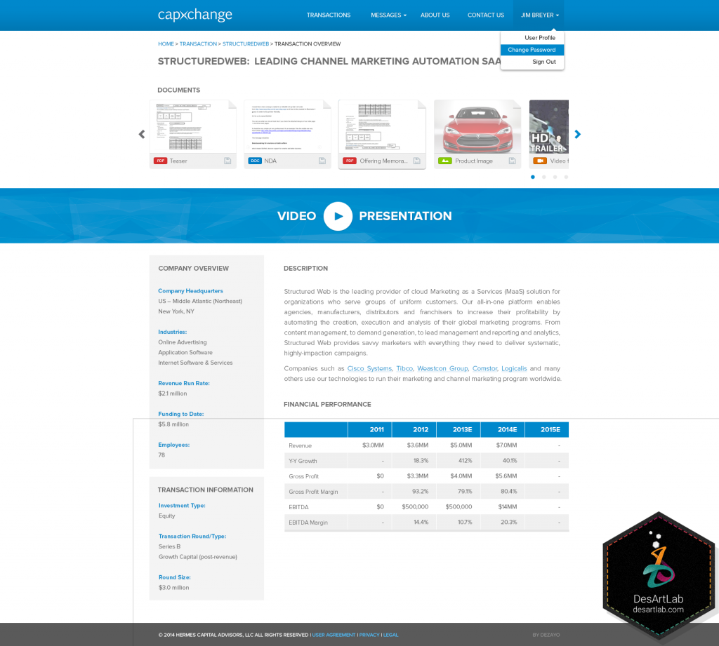 Blue Website Color Example